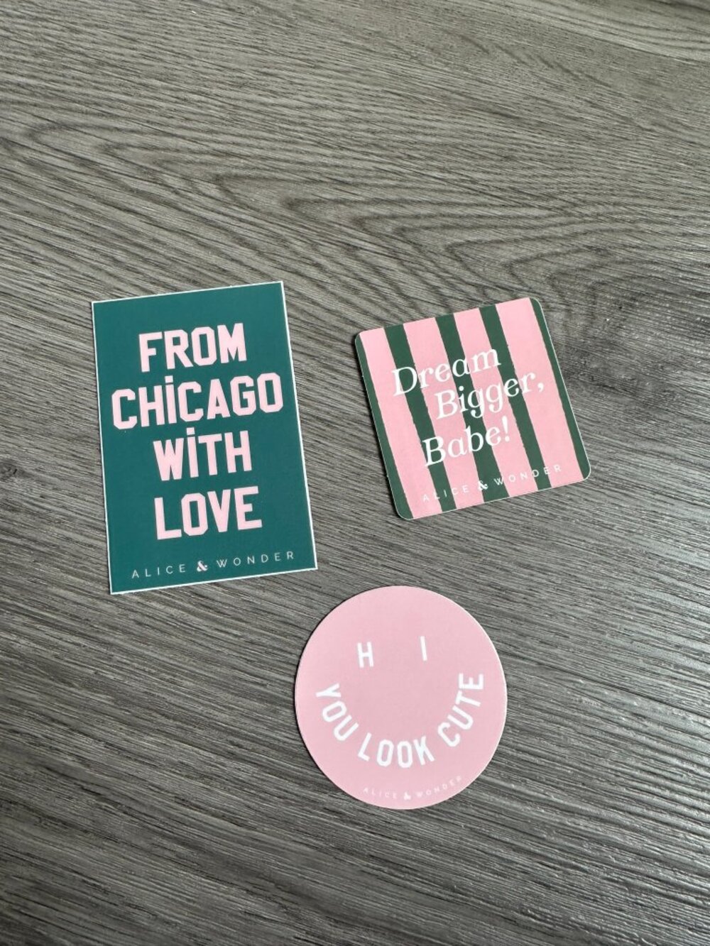 NEW 3 Quote Sticker - Green / Pink - Alice & Wonder